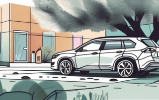 A car parked under a tree with visible resin spots on its surface