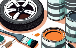 A car tire being painted