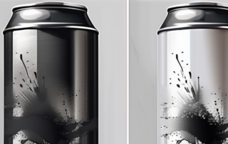 A can of black spray paint with a metallic object