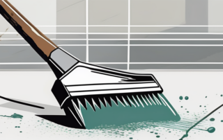 A paintbrush applying a layer of zinc phosphate primer on a metal surface