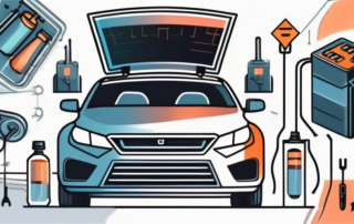 A car with an open hood revealing a battery