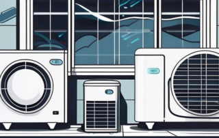 An air conditioning unit with visible air particles being cleaned and purified