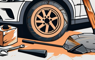 A damaged car wheel with visible scratches and dents