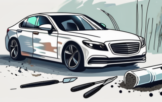 A car with visible paint damage due to bird droppings