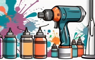 Various spray gun nozzles with different patterns of paint spray