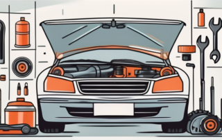 A car with its hood open