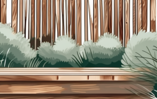 A paintbrush applying clear varnish on an outdoor wooden surface