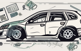 A damaged car showing different parts like the bumper