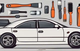 A car with various parts marked