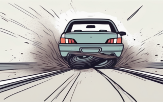 A car on a highway with one of its tires burst