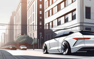 A pristine white car parked on a clean