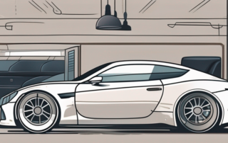 A car undergoing various stages of detailing and refurbishment