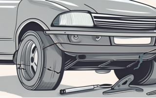 A damaged car bumper in the process of being repaired