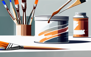 A paintbrush dipping into a can of acrylic lacquer thinner