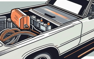 A car with an open hood revealing a dead battery