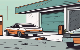A car parked for a long time with visible signs of wear and tear