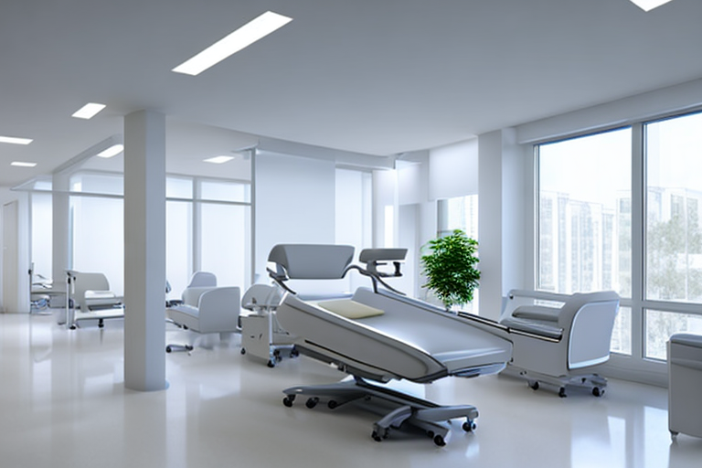 Serenes Krankenhauszimmer mit modernen Einrichtungen betont Komfort und fortschrittliche Gesundheitsversorgung.