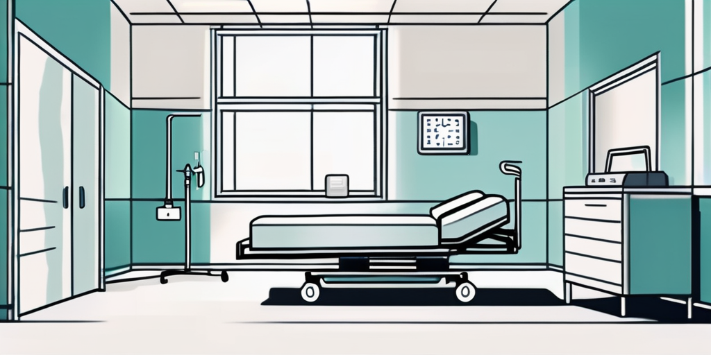Krankenhauszimmer mit leerem Bett und moderner Medizin-Technik, Symbol fuer Komfort durch private Zusatzversicherung.