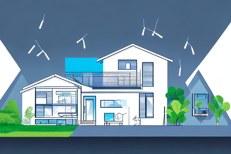Energieeffizientes Haus mit LED Lampen, intelligenten Thermostaten und energiesparenden Geraeten, Reduzierung des Stromverbrauchs.