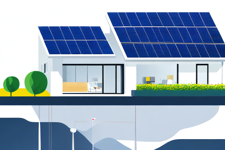 Modernes Zuhause mit energiesparenden Geraeten, LED-Beleuchtung und Solarpanels zur Reduzierung des Stromverbrauchs.