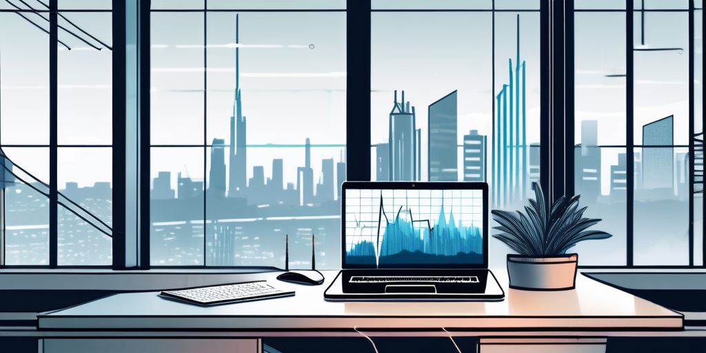 Bueroraum-mit-offenem-Laptop-und-Grafiken-neben-Fenster-mit-Stadtblick-Symbol-fuer-Klarheit-bei-Stromversorger-Vergleichen
