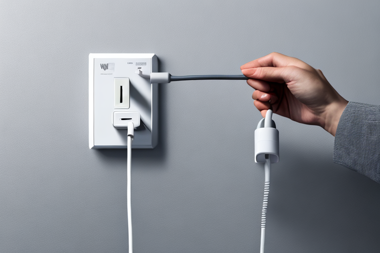 Hand steckt Stecker in Steckdose, moderne Wohnung, einfacher Anbieterwechsel, bequem und effizient.