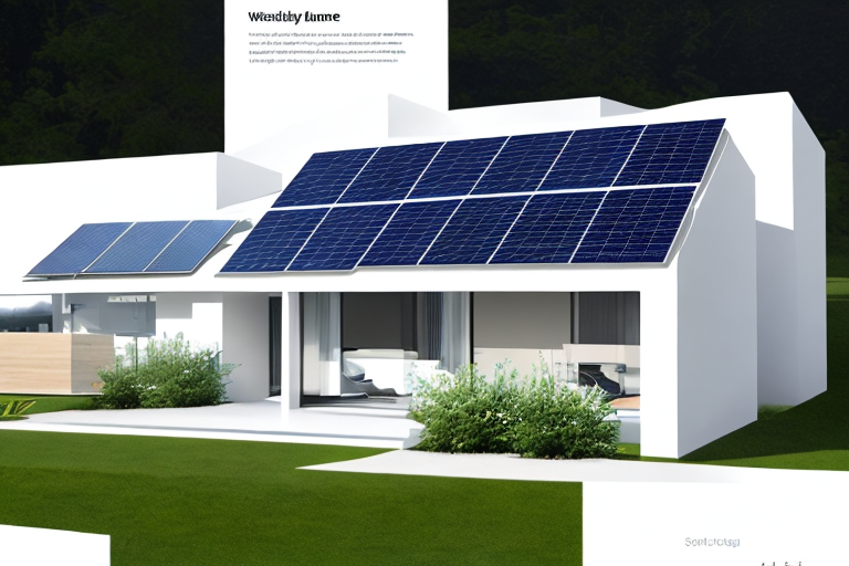 Energieeffizientes Haus mit Solarpanels, Smart-Home-Geraeten, LED-Beleuchtung und effizienten Geraeten für nachhaltiges Wohnen.