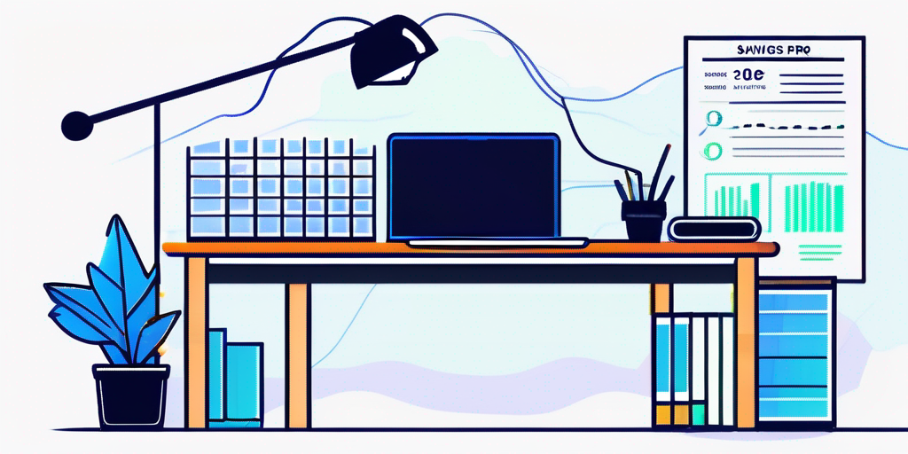 Moderne Arbeitsplatz mit Laptop, Notizblock und Diagrammen zu Stromtarifen unter energiesparender Schreibtischlampe für den Blogbeitrag "Stromvergleich leicht gemacht"