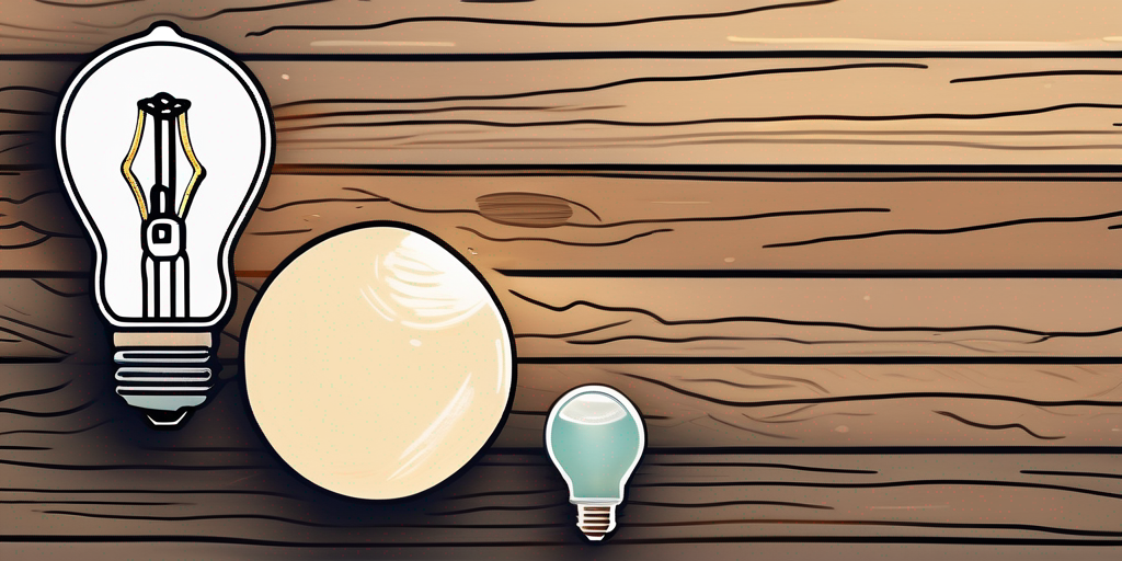 Energiesparende Gluehbirnen auf einem Holztisch, Thema Auswahl des richtigen Energieanbieters, sanftes Licht im Hintergrund.