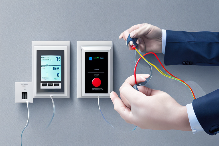 Stapel Euro-Muenzen neben Smart Meter und Haende, die Stecker in Steckdose einstecken, betonen Energieeinsparungen durch Anbieterwechsel.