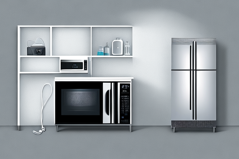 Haushaltsgeraete wie Kuehlschrank, Waschmaschine und Mikrowelle zeigen hohen Energieverbrauch.