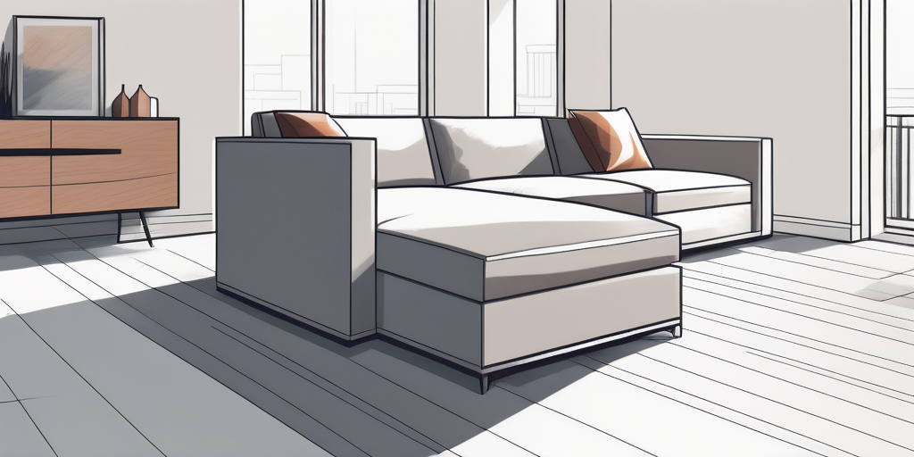 Nahaufnahme eines modernen Wohnzimmerbodens mit integrierter Heizung, minimalistische Dekoration und Komfort in modernen Apartment-Umgebungen.
