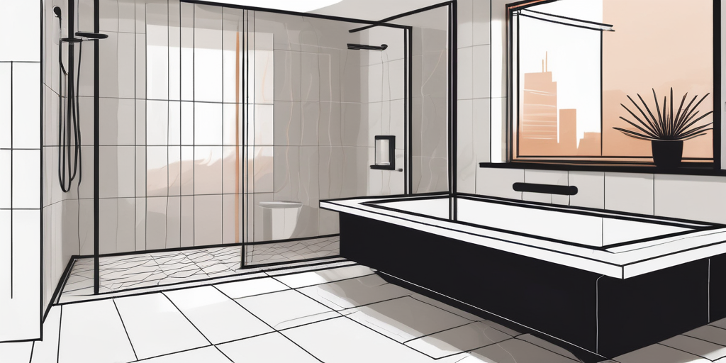 Moderne Badezimmer mit eleganten Fliesen und Fussbodenheizung, die fuer Komfort und Sicherheit sorgt, sowie einladende und raffinierte Designelemente.