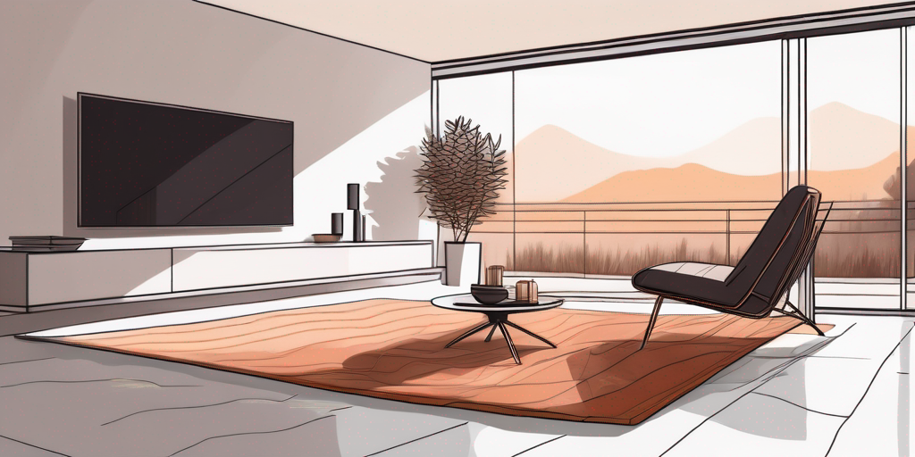 Modernes Wohnzimmer mit dezenter Fussbodenheizungstechnologie, waermender Ausstrahlung und energieeffizienter Einrichtung.
