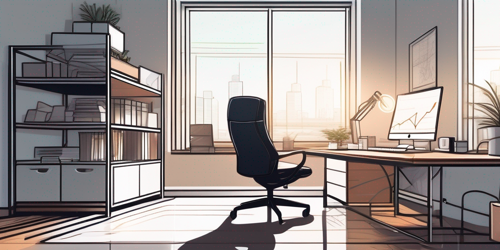 Energiesparendes Home-Office mit sanfter Beleuchtung und nachhaltigen Elementen fuer effiziente Stromnutzung und optimale Anbieterwahl.