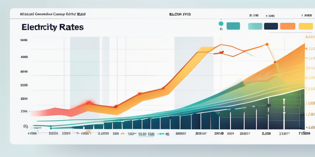 Bunte Diagramme und Grafiken vergleichen uebersichtlich verschiedene Stromtarife, Daten zu Unterschieden und Trends fuer einfache Analyse.