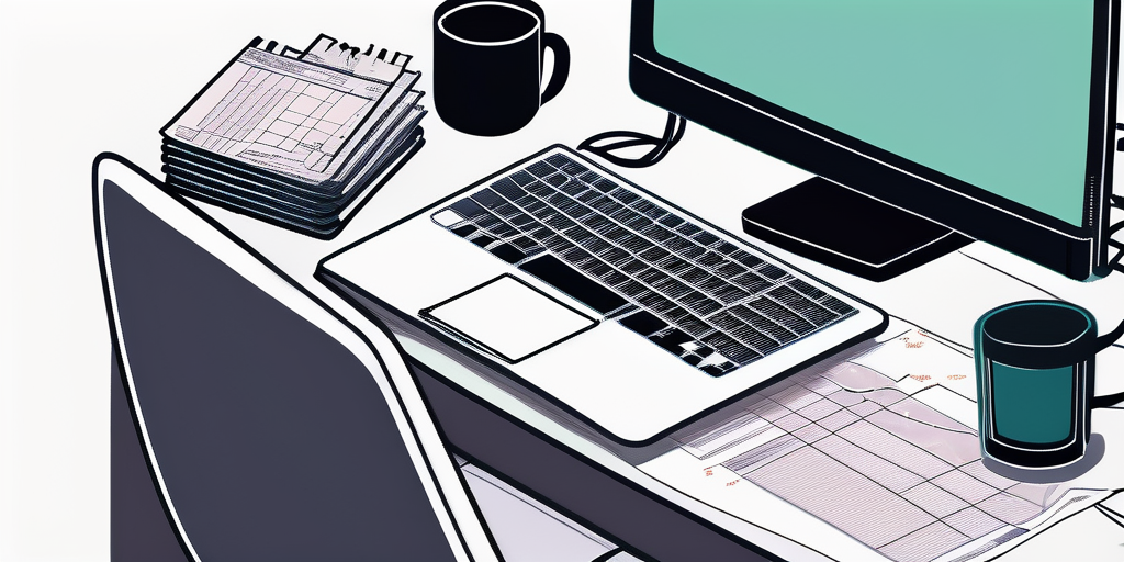 Unordentlicher Schreibtisch mit Rechnungen und Laptop, der eine Vergleichswebseite fuer Stromanbieter zeigt, betont typische Fehler beim Vergleichen.