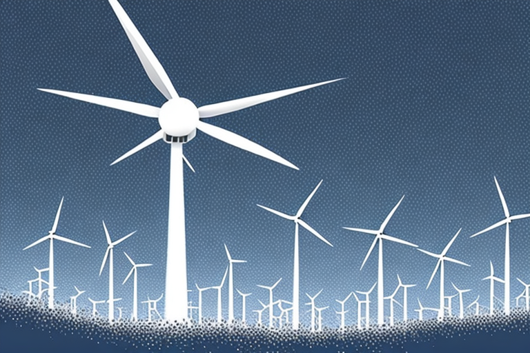 Grafik zeigt steigende Energiepreise, Oelplattformen, Solarpanels und Windturbinen.