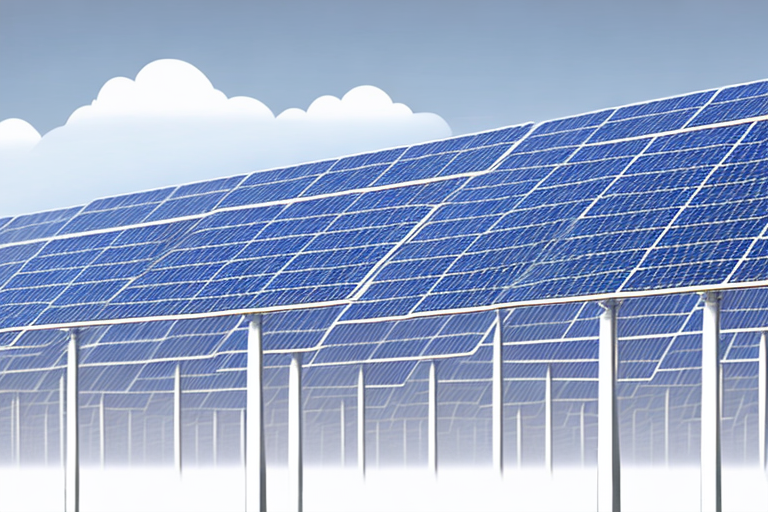Ansteigende Grafik vor Solarzellen und Windkraftanlagen, steigende Energiepreise und Umstieg auf erneuerbare Energien.