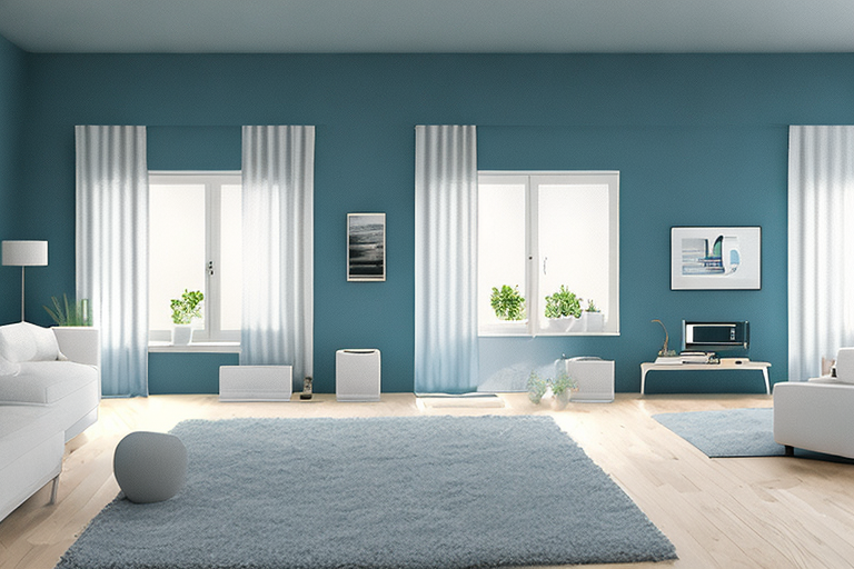 Energiesparende Geraete und intelligente Zaehler in sonnenbeschienener Wohnung fuer niedrigere Stromkosten und effiziente Energieeinsparung.
