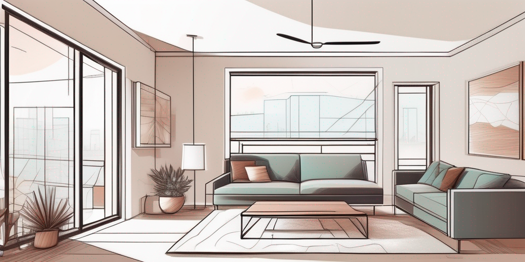 Modernes Zuhause mit energieeffizienten Geraeten, LED-Beleuchtung und smartem Thermostat fuer reduzierten Stromverbrauch.