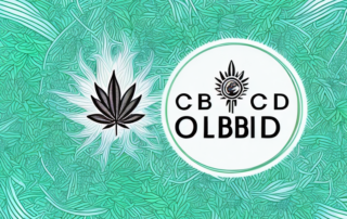 A cbd oil bottle and a hemp plant