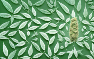 A hemp plant in different stages of growth