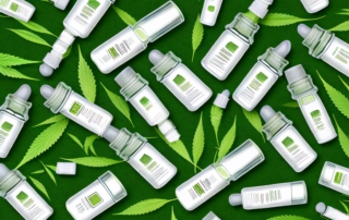 Several cbd oil dropper bottles neatly arranged