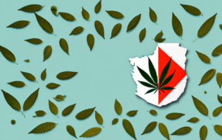 A map of germany with symbolic cannabis leaves scattered across