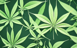 A hemp plant with its leaves glowing subtly
