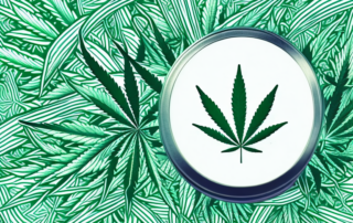 A cbd salve jar with a cannabis leaf symbol on it