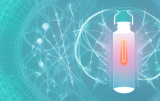 A cbd oil dropper hovering over a stylized