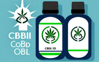 A cbd oil dropper bottle with a prescription symbol on it