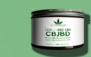A cbd salve jar open with a soothing green glow